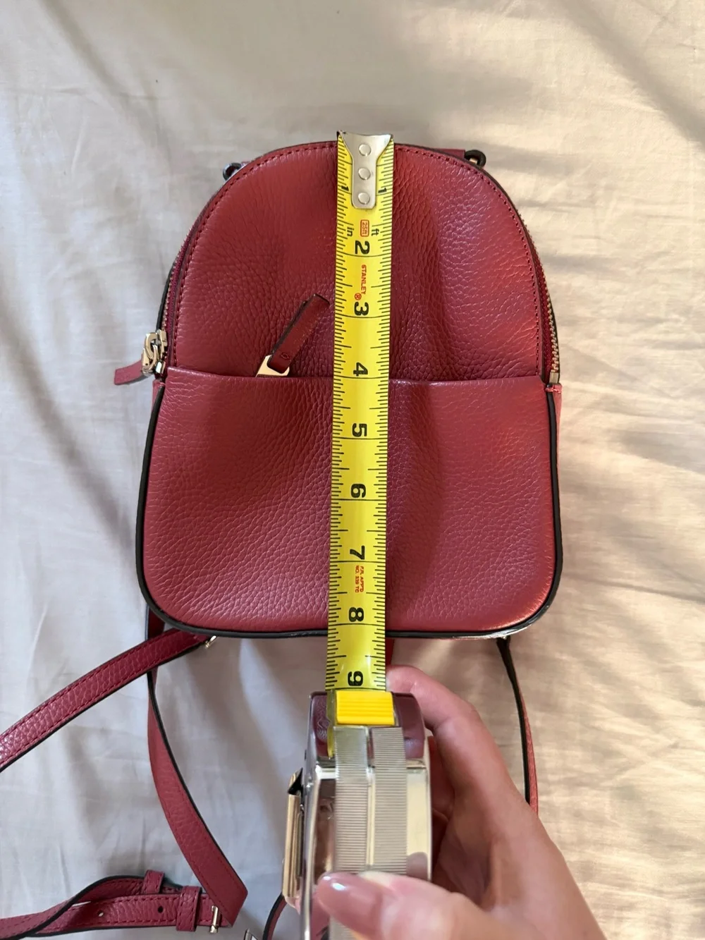 kate spade pebble leather red mini backpack